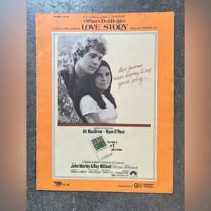 Vintage LOVE STORY Sheet Music to (Where do I Begin) beautiful to frame!
